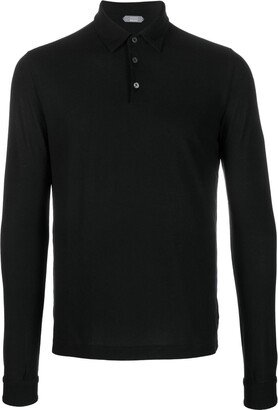 Long-Sleeved Cotton Polo Shirt-AJ