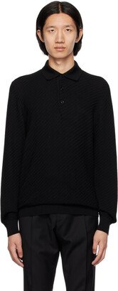 Black Three-Button Polo