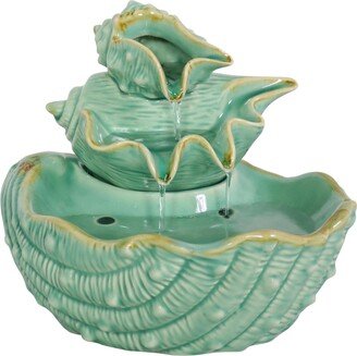 Sunnydaze Decor Stacked Tiered Seashells Ceramic Indoor Water Fountain - 7 in