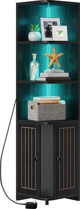 Moasis Modern 71-inch Corner Cabinet with LED Lights Bookshelf and Bookcase with Storage