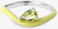 Womens Silver Wave Recycled Sterling-silver and Olivine Ring