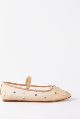 Leonie Crystal-embellished Mesh Ballet Flats