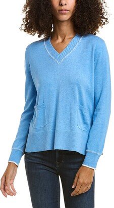 Alashan Whip Stitch V-Neck Cashmere-Blend Sweater