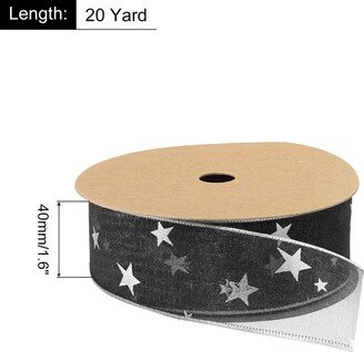 Unique Bargains 1Inch 20 Yard Star Organza Sheer Ribbon Printed Grey for Gift Wrapping