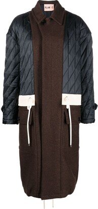 Long Quilted-Panel Coat