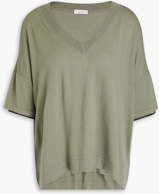 Bead-embellished wool and cashmere-blend top