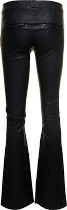 Black 'izzy' Pants With Branded Button Fastening In Leather Woman-AA