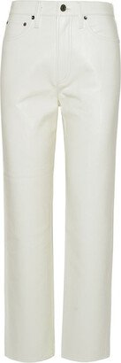 90's Pinch White Leather Blend Trousers