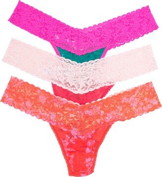 Low Rise Lace Thongs - Pack of 3-AA