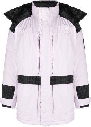 Contrast-Panel Hooded Coat