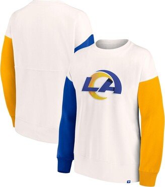 Women's Branded White Los Angeles Rams Colorblock Primary Logo Pullover Sweatshirt
