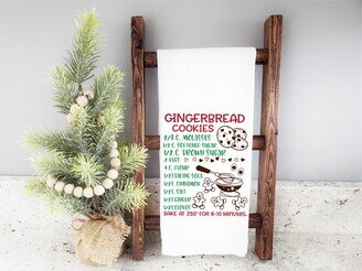 Christmas Gingerbread Cookie Recipe Hand Towel, Holiday Waffle Weave Winter Decor, Dish Housewarming Gift