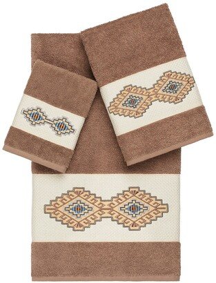 Gianna 3-Piece Embellished Towel Set - Latte