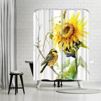 71 x 74 Shower Curtain, Sunflower And Yellowhammer 1 by Suren Nersisyan