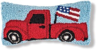 6 x 12 Patriotic Truck Hooked Americana July 4th Throw Pillow