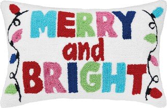 Merry And Bright Hooked Throw Pillow-AA