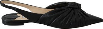 Black Leather Annabell Flat Women's Shoes