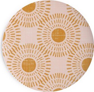 Salad Plates: Sunburst - Pale Pink And Burnt Orange Salad Plate, Pink