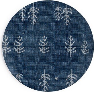 Salad Plates: Arctic Night Forest - Navy Salad Plate, Blue