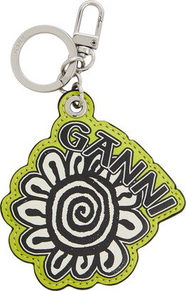 Floral Logo Leather Keyring