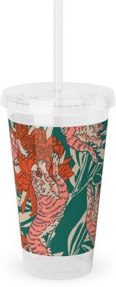 Travel Mugs: Bengal Kuma Tiger - Multi Acrylic Tumbler With Straw, 16Oz, Multicolor