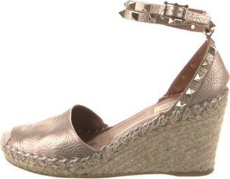 Rockstud Accents Leather Espadrilles-AB