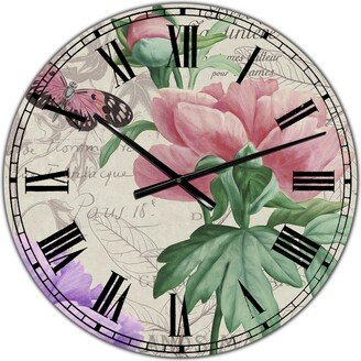 Designart Vintage-Inspired Flowers Ii Large Cottage Wall Clock - 36