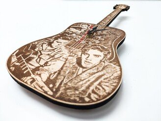 Elvis Presley Inspired Wooden Guitar Wall Clock