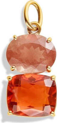One-Of-A-Kind Sunstone Oval and Fire Opal Rose Gold Charm