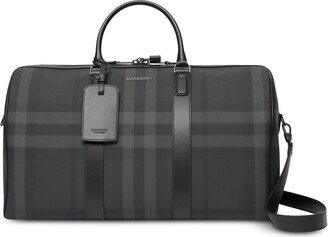 Check-Pattern Faux-Leather Holdall