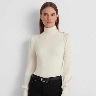 Ralph Lauren Button-Trim Mockneck Sweater-AB