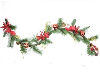 Northlight 6' Red Burlap and Gold Pinecone Artificial Christmas Garland - Unlit