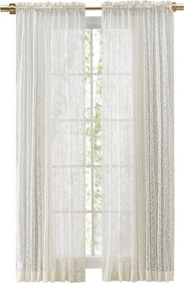 Woven Lace Rod Pocket w/Header Panel Curtain 54W x 96L