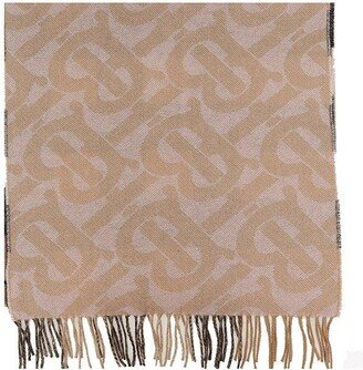 Monogram-motif Fringed Reversible Scarf