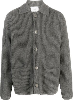 Shetland ribbed virgin wool cardigan