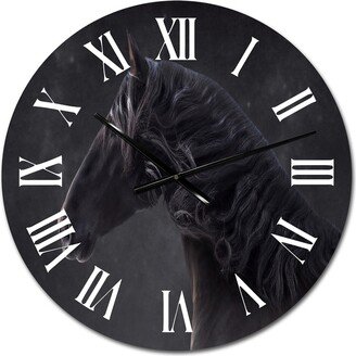 Designart 'Portrait of Andalusian Horse' Traditional wall clock