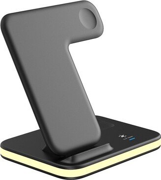 Link Worldwide Link 4-in-1 Wireless Charging Stand with Night Light Compatible with iPhone 14/13/12, AirPods 3/2/pro, Apple Watch 7/6/5/SE/4/3/2/1 - Black