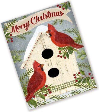 Merry Christmas Cardinal Metal Wreath Sign