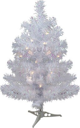 Northlight 2' Pre-lit White Iridescent Pine Artificial Christmas Tree - Clear Lights-AA