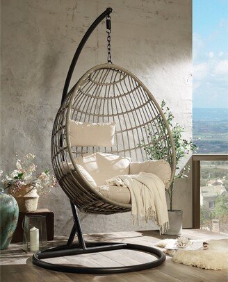 Vasant Patio Swing Chair with Stand, Fabric & Wicker