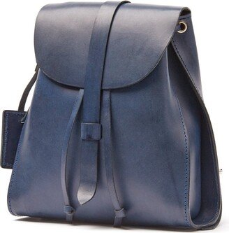 THE DUST COMPANY Leather Backpack Blue Tribeca Collection