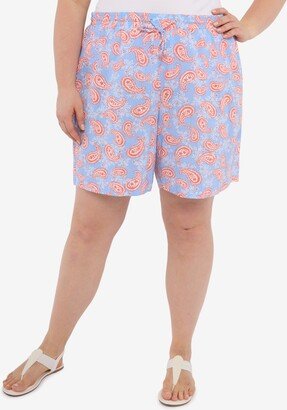 Hearts Of Palm Plus Size Pretty in Paisley Printed Crinkle Gauze Shorts