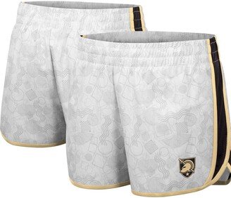 Women's White and Black Army Black Knights The Plastics Geo Print Shorts - White, Black