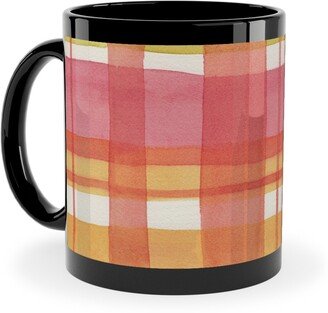 Mugs: Summer Plaid Ceramic Mug, Black, 11Oz, Multicolor