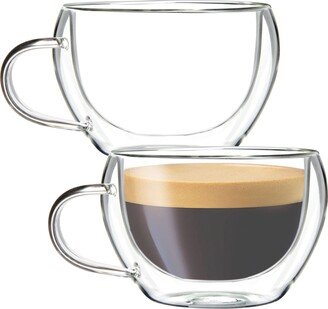 2 Pack Glass Espresso Mugs, Double Wall Thermo Insulated Coffee Cups, 5.5 Ounce - Wide Ye390.272