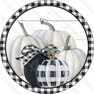 Black & White Pumpkins - Fall Sign Autumn Wreath Metal