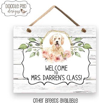 Classroom Door Sign | Personalized Teacher Gift End Of School Goldendoodle Custom Dog