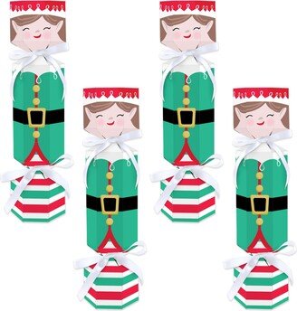 Big Dot Of Happiness Elf Squad - No Snap Kids Elf Christmas or Birthday - Diy Cracker Boxes - 12 Ct