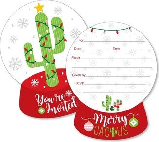 Big Dot of Happiness Merry Cactus - Shaped Fill-in Invitations - Christmas Cactus Party Invitation Cards with Envelopes - Set of 12