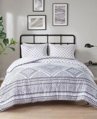 Camila Reversible 3-Piece Comforter Set, Full/Queen - Black, White